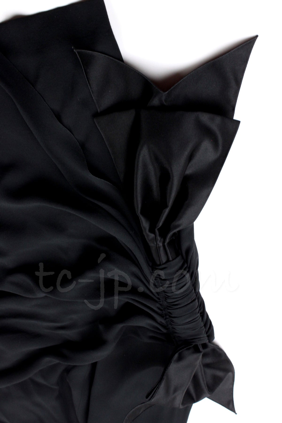 CHANEL 07A Cameron Diaz Ribbon Trim Black Silk Cocktail Dress 34 シャネル キャメロンディアス着 リボン飾り ブラック シルク カクテル ドレス ワンピース 即発