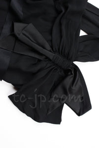 CHANEL 07A Cameron Diaz Ribbon Trim Black Silk Cocktail Dress 34 シャネル キャメロンディアス着 リボン飾り ブラック シルク カクテル ドレス ワンピース 即発