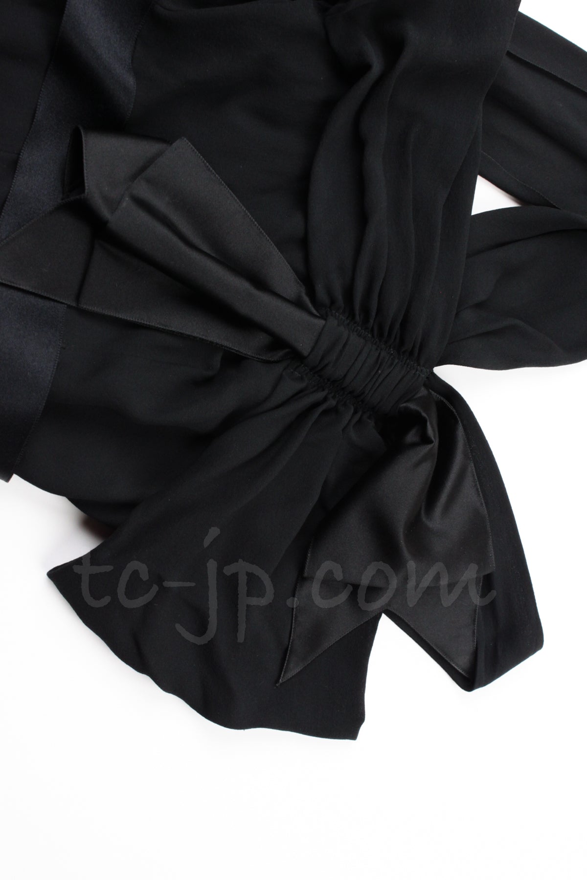 CHANEL 07A Cameron Diaz Ribbon Trim Black Silk Cocktail Dress 34 シャネル キャメロンディアス着 リボン飾り ブラック シルク カクテル ドレス ワンピース 即発