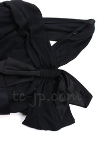 CHANEL 07A Cameron Diaz Ribbon Trim Black Silk Cocktail Dress 34 シャネル キャメロンディアス着 リボン飾り ブラック シルク カクテル ドレス ワンピース 即発