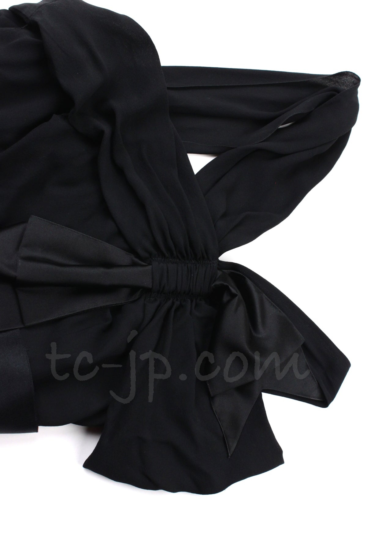 CHANEL 07A Cameron Diaz Ribbon Trim Black Silk Cocktail Dress 34 シャネル キャメロンディアス着 リボン飾り ブラック シルク カクテル ドレス ワンピース 即発