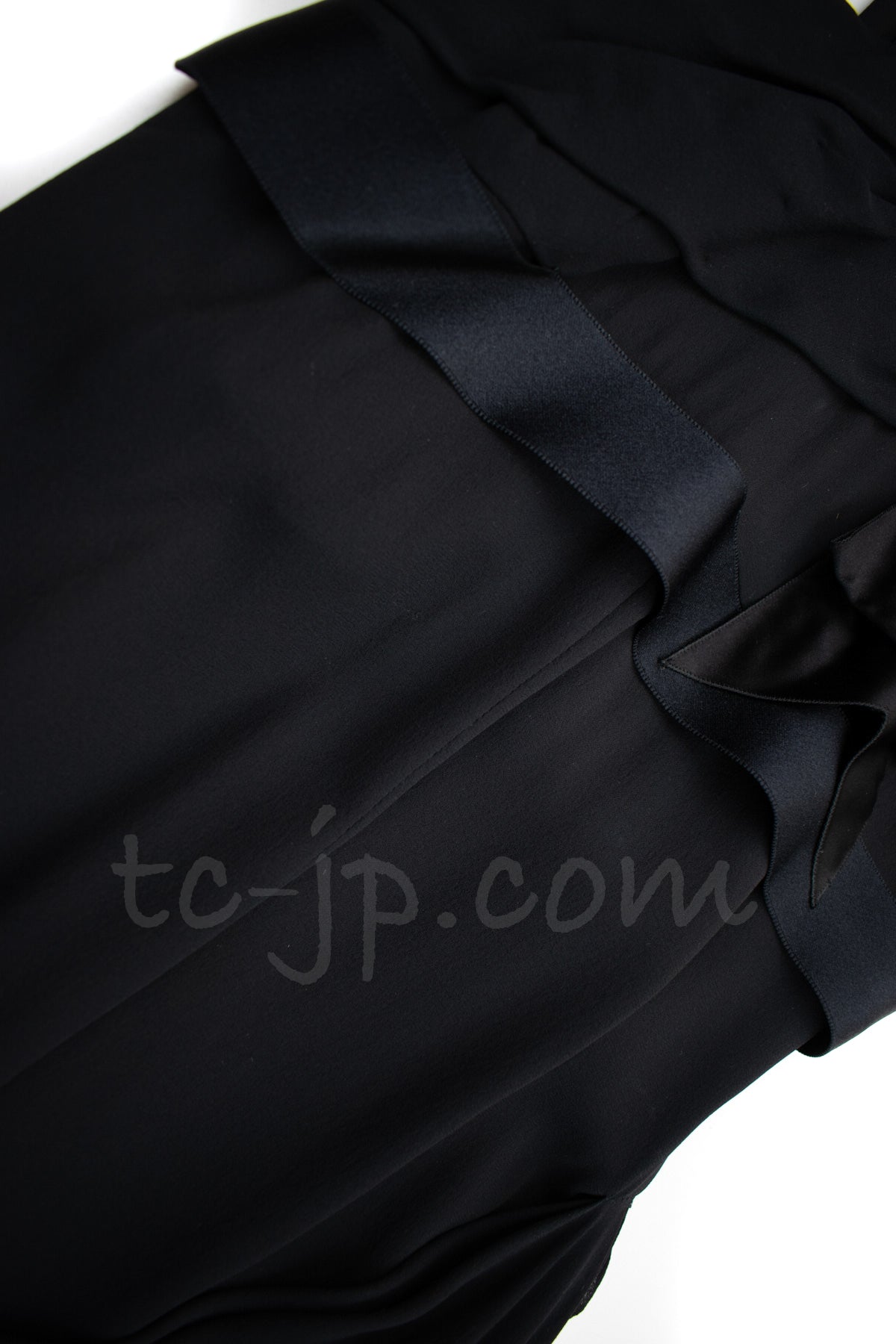 CHANEL 07A Cameron Diaz Ribbon Trim Black Silk Cocktail Dress 34 シャネル キャメロンディアス着 リボン飾り ブラック シルク カクテル ドレス ワンピース 即発