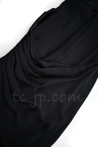 CHANEL 07A Cameron Diaz Ribbon Trim Black Silk Cocktail Dress 34 シャネル キャメロンディアス着 リボン飾り ブラック シルク カクテル ドレス ワンピース 即発