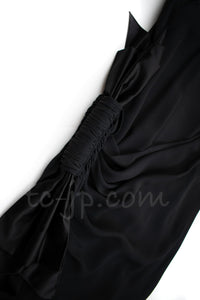 CHANEL 07A Cameron Diaz Ribbon Trim Black Silk Cocktail Dress 34 シャネル キャメロンディアス着 リボン飾り ブラック シルク カクテル ドレス ワンピース 即発