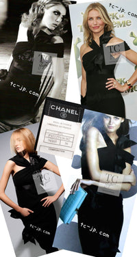 CHANEL 07A Cameron Diaz Ribbon Trim Black Silk Cocktail Dress 34 シャネル キャメロンディアス着 リボン飾り ブラック シルク カクテル ドレス ワンピース 即発