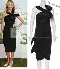 CHANEL 07A Cameron Diaz Ribbon Trim Black Silk Cocktail Dress 34 シャネル キャメロンディアス着 リボン飾り ブラック シルク カクテル ドレス ワンピース 即発
