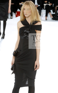 CHANEL 07A Cameron Diaz Ribbon Trim Black Silk Cocktail Dress 34 シャネル キャメロンディアス着 リボン飾り ブラック シルク カクテル ドレス ワンピース 即発