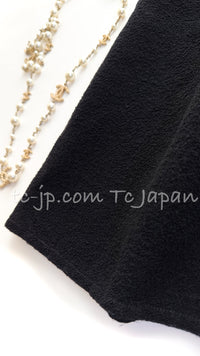 CHANEL 14C Black Terry CC Button Accents Soft Summer Dress 36 シャネル ブラック テリー柔らか素材 サマー ワンピース 即発