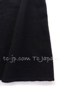 CHANEL 14C Black Terry CC Button Accents Soft Summer Dress 36 シャネル ブラック テリー柔らか素材 サマー ワンピース 即発