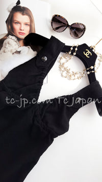 CHANEL 14C Black Terry CC Button Accents Soft Summer Dress 36 シャネル ブラック テリー柔らか素材 サマー ワンピース 即発