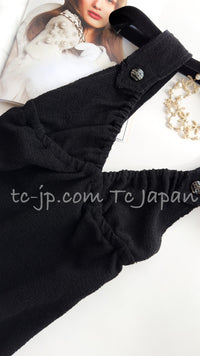 CHANEL 14C Black Terry CC Button Accents Soft Summer Dress 36 シャネル ブラック テリー柔らか素材 サマー ワンピース 即発
