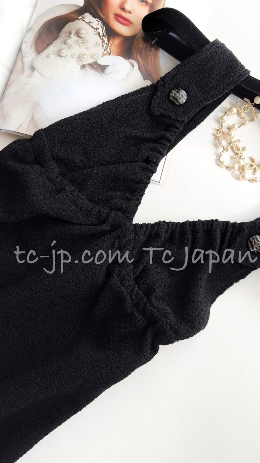 CHANEL 14C Black Terry CC Button Accents Soft Summer Dress 36 シャネル ブラック テリー柔らか素材 サマー ワンピース 即発