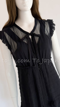 CHANEL 02S Black Silk Sleeveless Pleated Dress 38 シャネル ブラック シルク ノースリーブ プリーツ ワンピース 即発