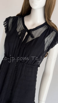 CHANEL 02S Black Silk Sleeveless Pleated Dress 38 シャネル ブラック シルク ノースリーブ プリーツ ワンピース 即発