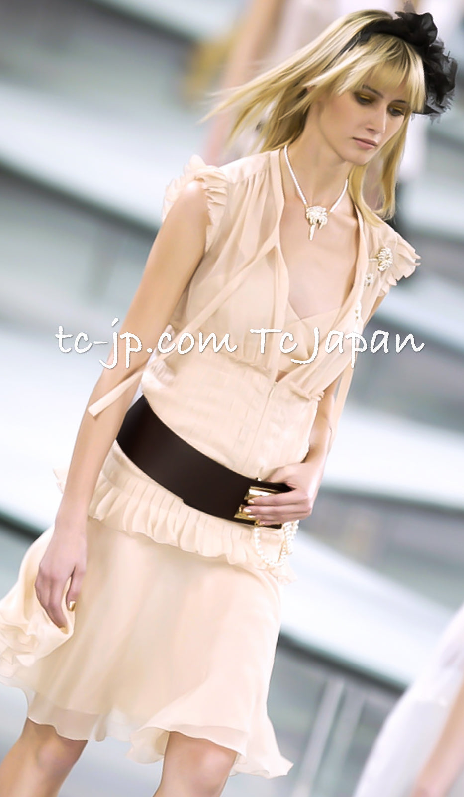 CHANEL 02S Black Silk Sleeveless Pleated Dress 38 シャネル ブラック シルク ノースリーブ プリーツ ワンピース 即発