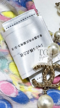CHANEL 11C Yellow Pink Blue Pretty CC Mark Silk Dress 34 42 シャネル イエロー ピンク ブルー 水玉 ココマーク シルク ワンピース 即発 - TC JAPAN
