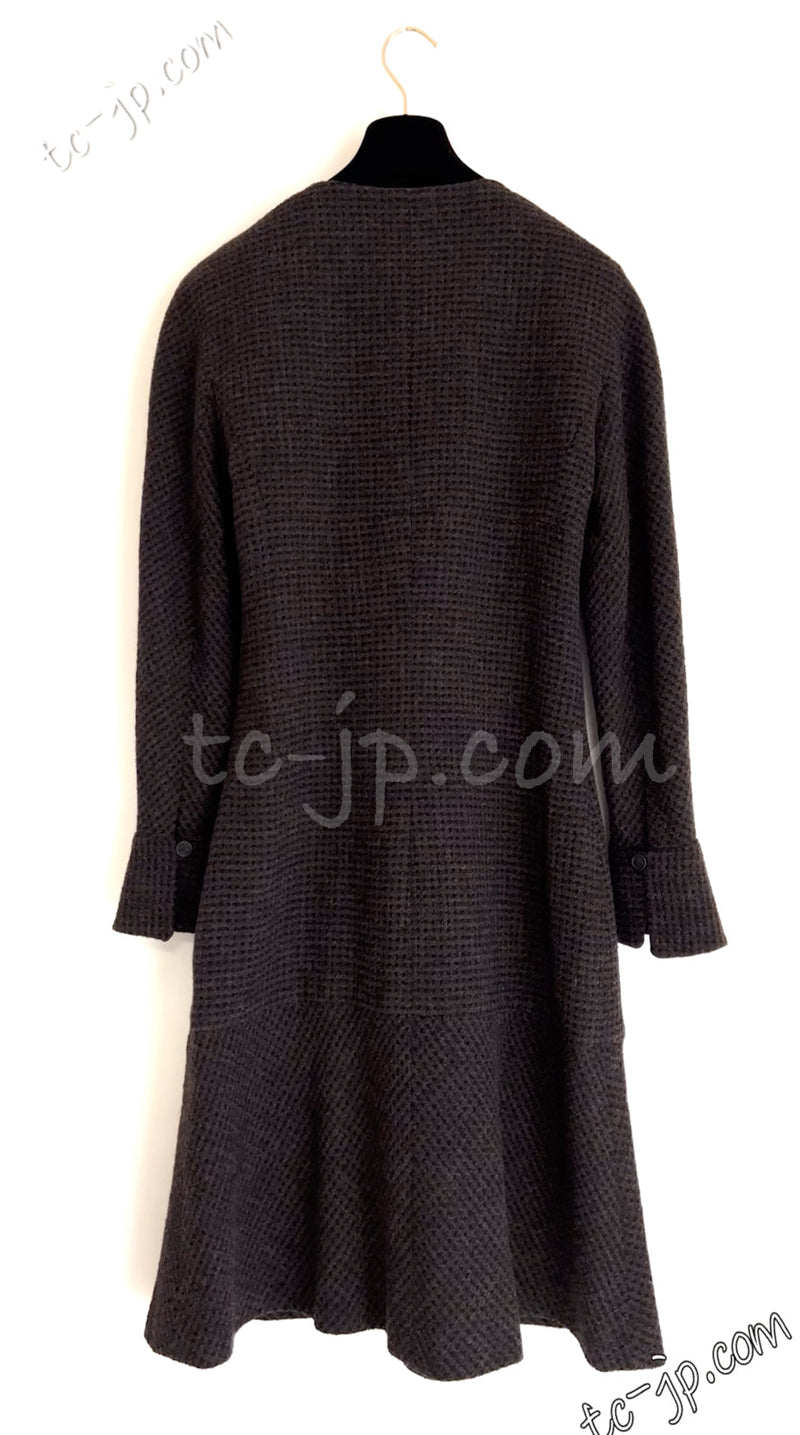 CHANEL 97A Vintage Dark Gray CC Zipper Wool Tweed Dress 40 42 シャネル ヴィンテージ ダークグレー CC ジッパー スタイル抜群 ウール ワンピース 即発