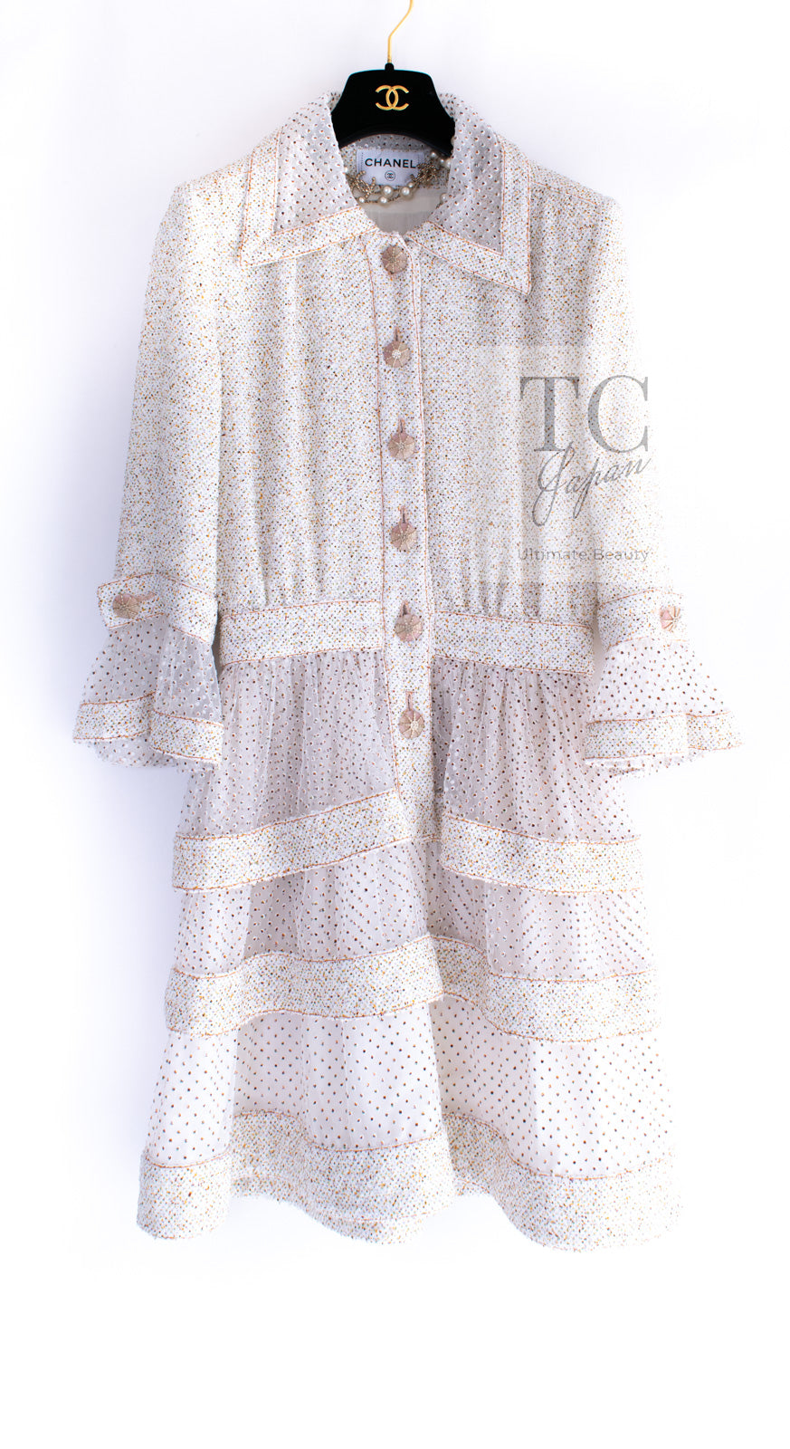 シャネル ワンピース CHANEL アイボリー エクリュ マルチカラー 