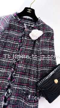 CHANEL 07S Navy White Pink Multicolor Cotton Tweed Coat 34 シャネル ネイビー ピンク ホワイト マルチカラー コットン ツイード ロング コート 即発