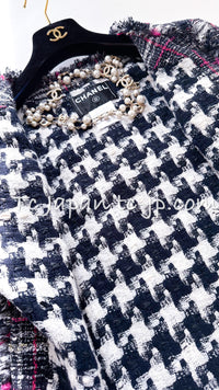 CHANEL 07S Navy White Pink Multicolor Cotton Tweed Coat 34 シャネル ネイビー ピンク ホワイト マルチカラー コットン ツイード ロング コート 即発