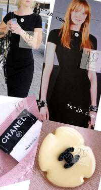CHANEL 11S Pale Moss Pink Camellia Knit Stretch Soft Dress 34 シャネル 淡い モス ピンク カメリア装飾 ニット ストレッチ ソフト ワンピース 即発 - TC JAPAN