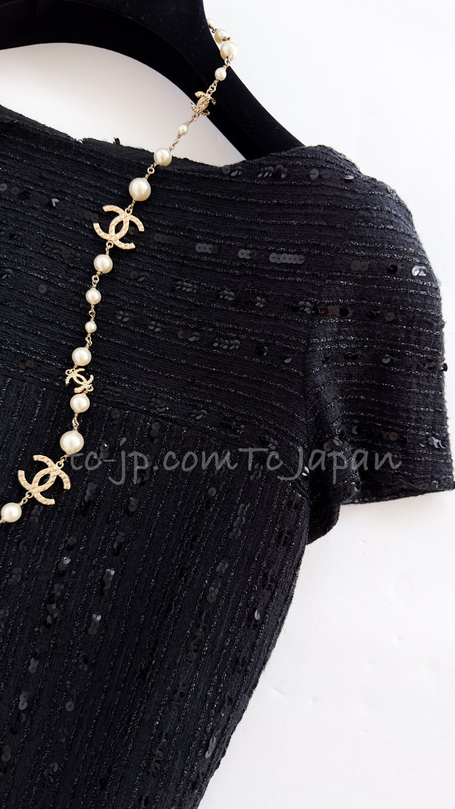 CHANEL 00C Black Sequin Embellishments Party Dress 34 シャネル ブラック スパンコール パーティー ワンピース 即発