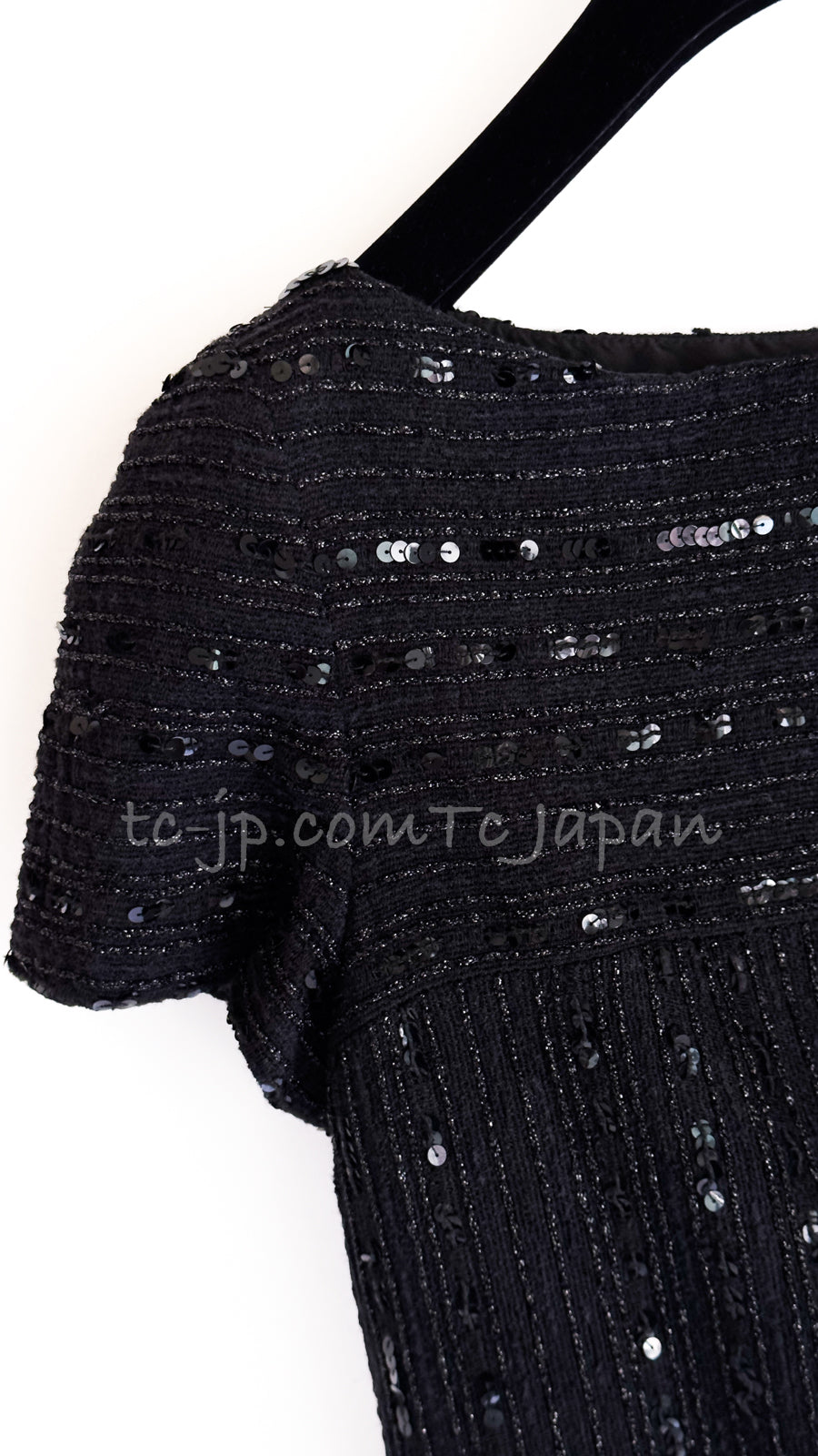 CHANEL 00C Black Sequin Embellishments Party Dress 34 シャネル ブラック スパンコール パーティー ワンピース 即発