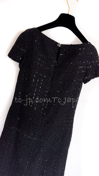 CHANEL 00C Black Sequin Embellishments Party Dress 34 シャネル ブラック スパンコール パーティー ワンピース 即発