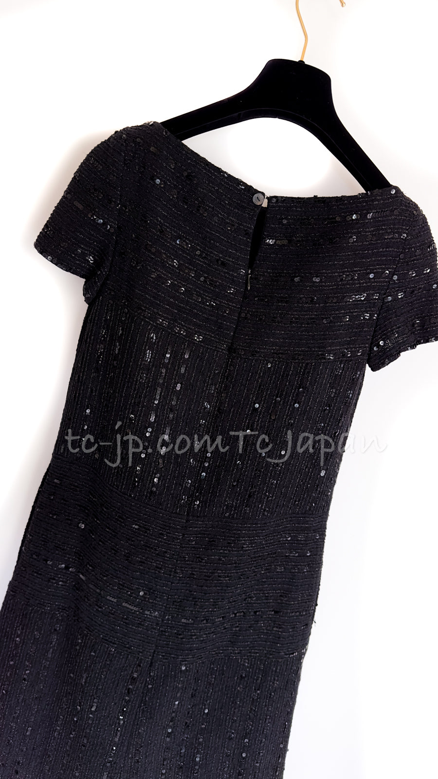 CHANEL 00C Black Sequin Embellishments Party Dress 34 シャネル ブラック スパンコール パーティー ワンピース 即発