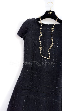 CHANEL 00C Black Sequin Embellishments Party Dress 34 シャネル ブラック スパンコール パーティー ワンピース 即発