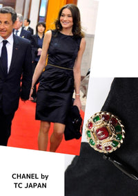 CHANEL 10C Black Gold Line Silk Sleeveless Dress 34 シャネル ブラック ゴールドライン サテン シルク ワンピース 即発