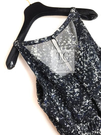 CHANEL 12S Navy Blue Silk Chiffon Dress 40 シャネル ネイビー ブルー 濃紺 シルク シフォン ワンピース 即発
