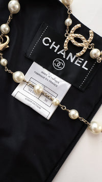 CHANEL 07C Black White Keira Knightley Silk Tafta Cocktail Dress 36 38 シャネル ブラック ホワイト女優 キーラ ナイトレイ 着 シルク タフタ カクテル ドレス ワンピース 即発