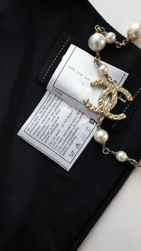 CHANEL 07C Black White Keira Knightley Silk Tafta Cocktail Dress 36 38 シャネル ブラック ホワイト女優 キーラ ナイトレイ 着 シルク タフタ カクテル ドレス ワンピース 即発