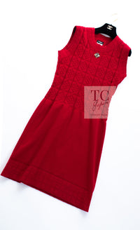 CHANEL 10PF Red Wool Cashmere Camellia Knit Dress 36 38 シャネル レッド ウール カシミヤ ニット ワンピース 即発