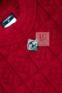 CHANEL 10PF Red Wool Cashmere Camellia Knit Dress 36 38 シャネル レッド ウール カシミヤ ニット ワンピース 即発