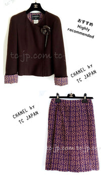 CHANEL 00A Brown Cashmere 100% Zipper Jacket Skirt Suit 38 シャネル ブラウン カシミア ジッパー ジャケット スカート スーツ 即発