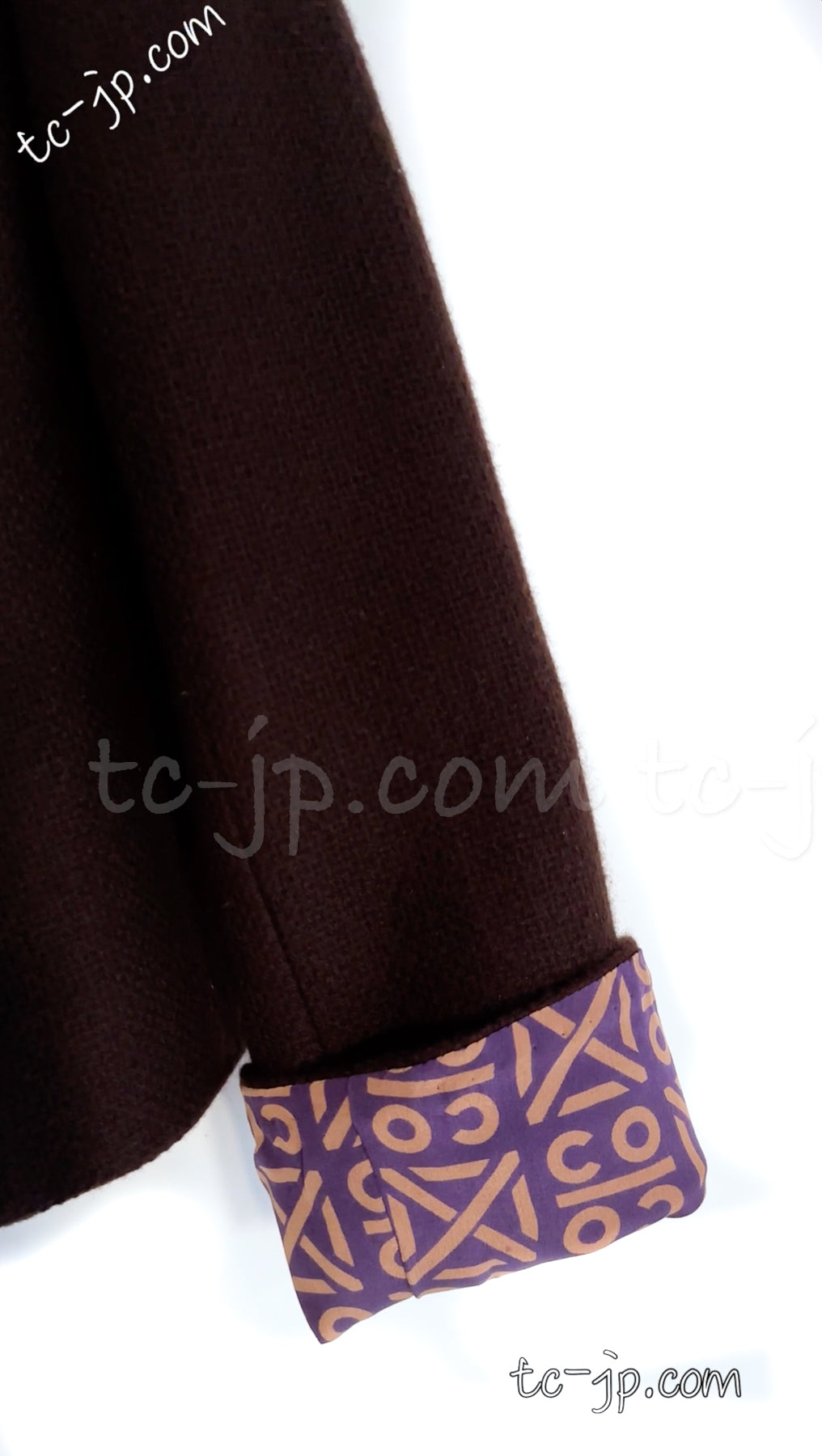 CHANEL 00A Brown Cashmere 100% Zipper Jacket Skirt Suit 38 シャネル ブラウン カシミア ジッパー ジャケット スカート スーツ 即発