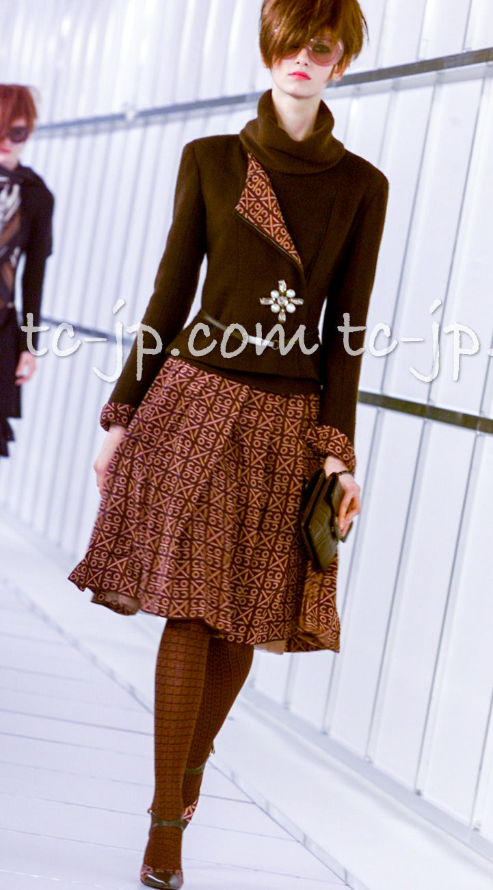 CHANEL 00A Brown Cashmere 100% Zipper Jacket Skirt Suit 38 シャネル ブラウン カシミア ジッパー ジャケット スカート スーツ 即発