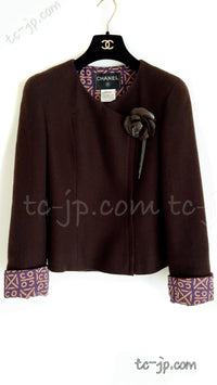 CHANEL 00A Brown Cashmere 100% Zipper Jacket Skirt Suit 38 シャネル ブラウン カシミア ジッパー ジャケット スカート スーツ 即発