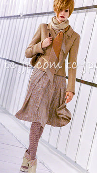 CHANEL 00A Brown Cashmere 100% Zipper Jacket Skirt Suit 38 シャネル ブラウン カシミア ジッパー ジャケット スカート スーツ 即発