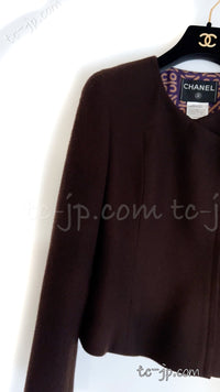 CHANEL 00A Brown Cashmere 100% Zipper Jacket Skirt Suit 38 シャネル ブラウン カシミア ジッパー ジャケット スカート スーツ 即発