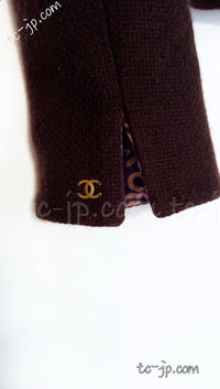 CHANEL 00A Brown Cashmere 100% Zipper Jacket Skirt Suit 38 シャネル ブラウン カシミア ジッパー ジャケット スカート スーツ 即発