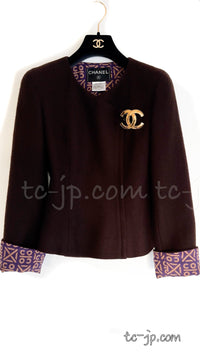 CHANEL 00A Brown Cashmere 100% Zipper Jacket Skirt Suit 38 シャネル ブラウン カシミア ジッパー ジャケット スカート スーツ 即発