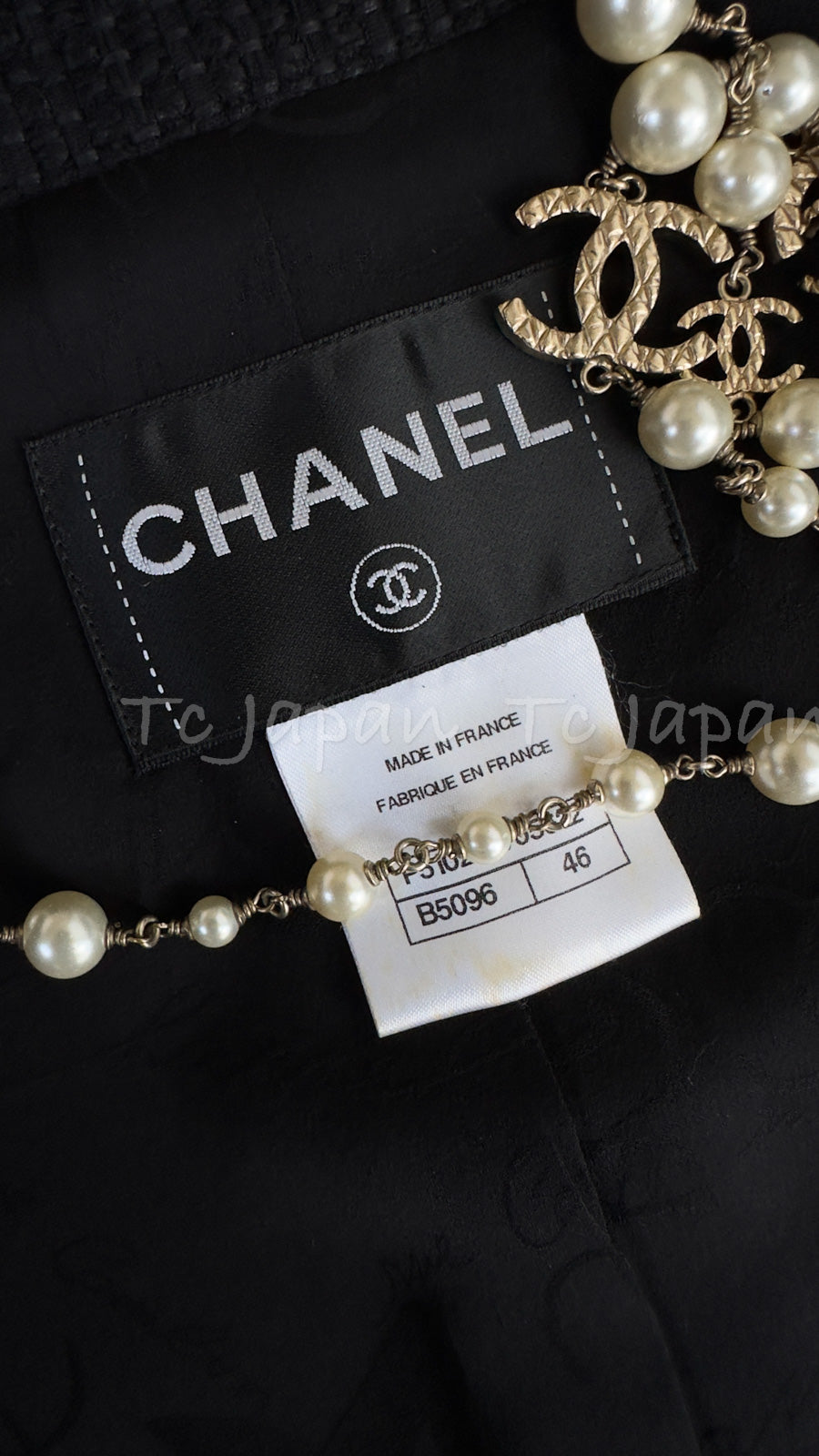 CHANEL 15S Keira Knightley Black Lace Cotton Tweed Jacket CC Button 46 シャネル  キーラ ナイトレイ着用 ブラック ツイード ジャケット ココボタン 希少サイズ  即発