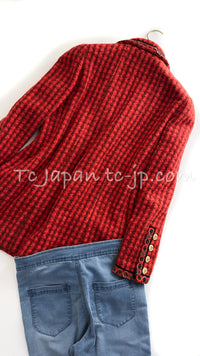 CHANEL 90A Vintage Campaign Ad Limited Red Beads Trim Tweed Jacket 42 44 シャネル ヴィンテージ レッド キャンペーン広告 限定品 ビーズトリム ウール ツイード ジャケット