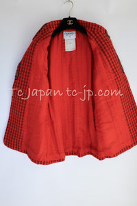 CHANEL 90A Vintage Campaign Ad Limited Red Beads Trim Tweed Jacket 42 44 シャネル ヴィンテージ レッド キャンペーン広告 限定品 ビーズトリム ウール ツイード ジャケット