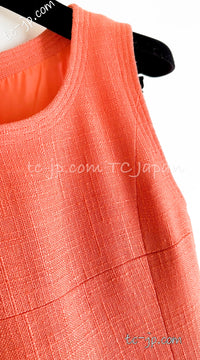 CHANEL 91C Vintage Apricot Gold Button Cotton Jacket Dress Setup 34 36 38 シャネル ヴィンテージ アプリコット CC ゴールド ボタン コットン ジャケット ワンピース セットアップ 即発