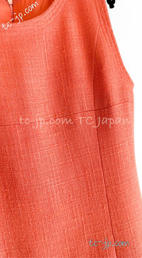CHANEL 91C Vintage Apricot Gold Button Cotton Jacket Dress Setup 34 36 38 シャネル ヴィンテージ アプリコット CC ゴールド ボタン コットン ジャケット ワンピース セットアップ 即発