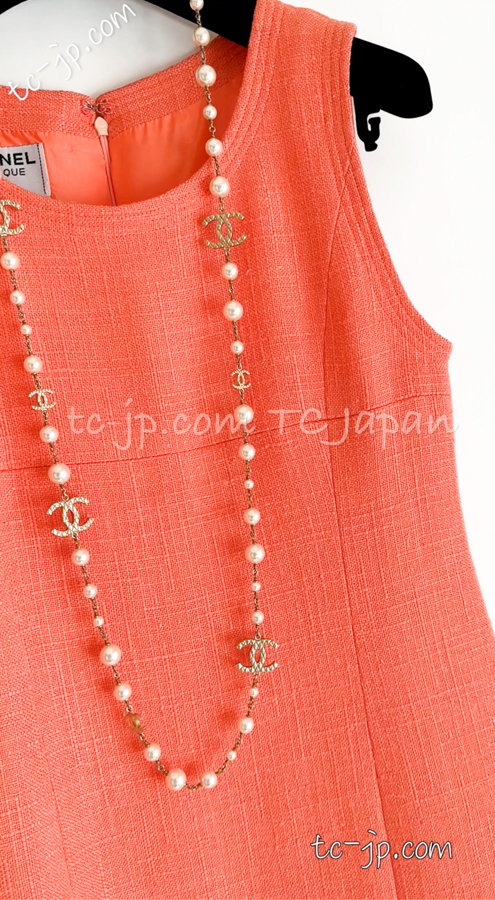 CHANEL 91C Vintage Apricot Gold Button Cotton Jacket Dress Setup 34 36 38 シャネル ヴィンテージ アプリコット CC ゴールド ボタン コットン ジャケット ワンピース セットアップ 即発